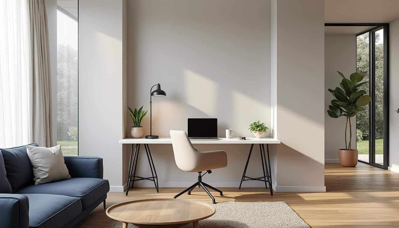 découvrez des idées d'aménagement intérieur pour créer un bureau discret et fonctionnel dans votre salon, alliant esthétisme et praticité.